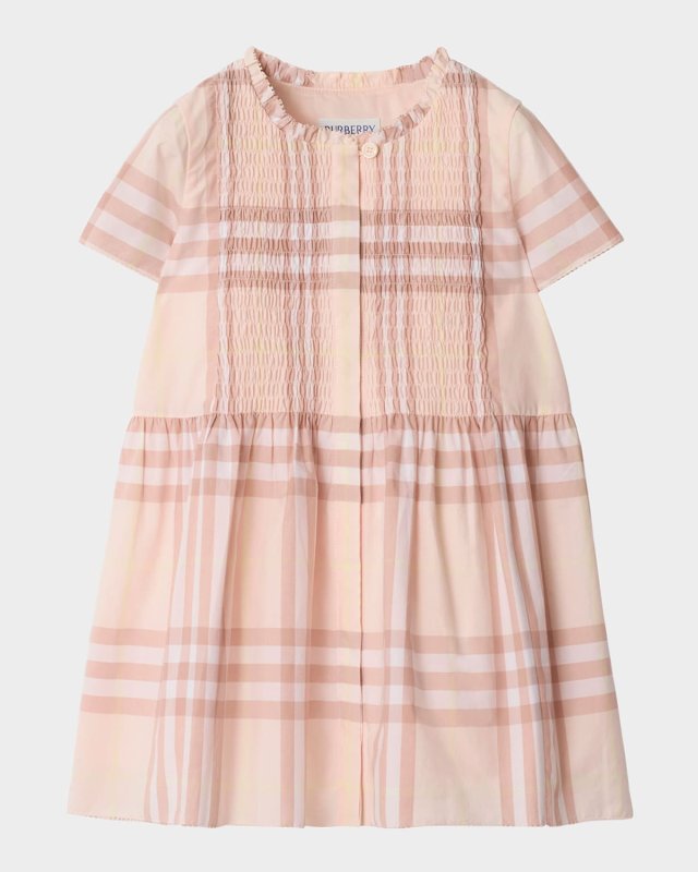 Girl's Rose Check Smocked Dress, Size 3-